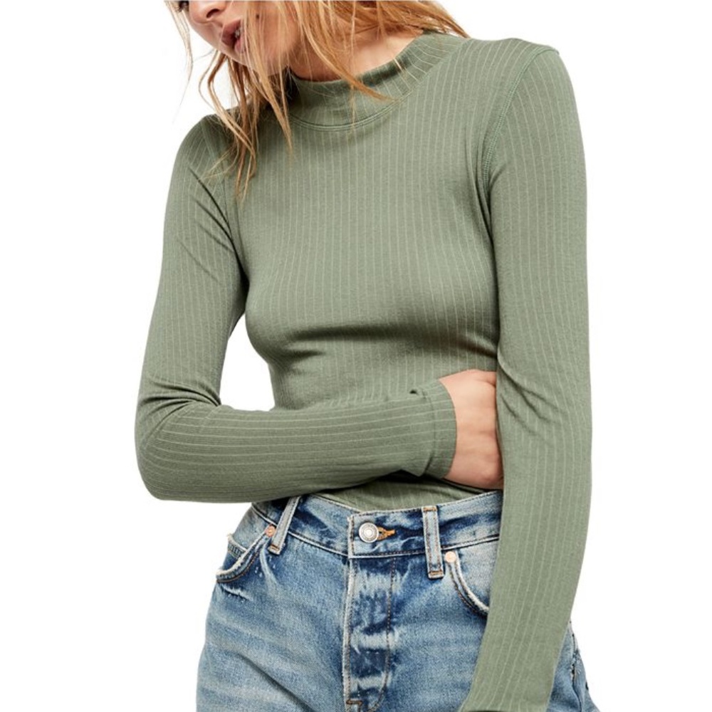 Free People - Lindsey Mock Neck Ribbed Top